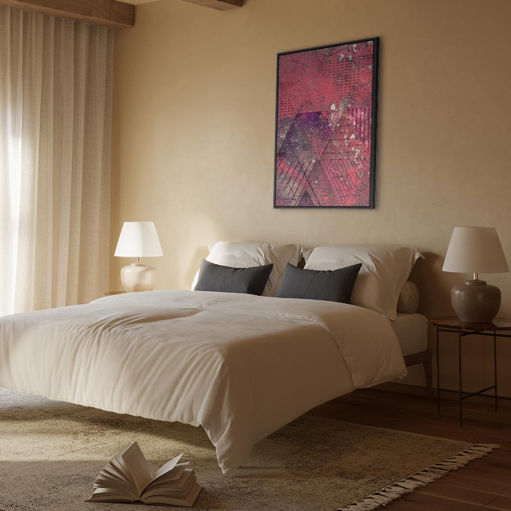 Crimson Geometric Abstract Modern Canvas Print