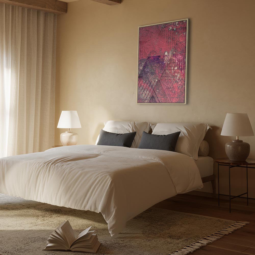 Crimson Geometric Abstract Modern Canvas Print