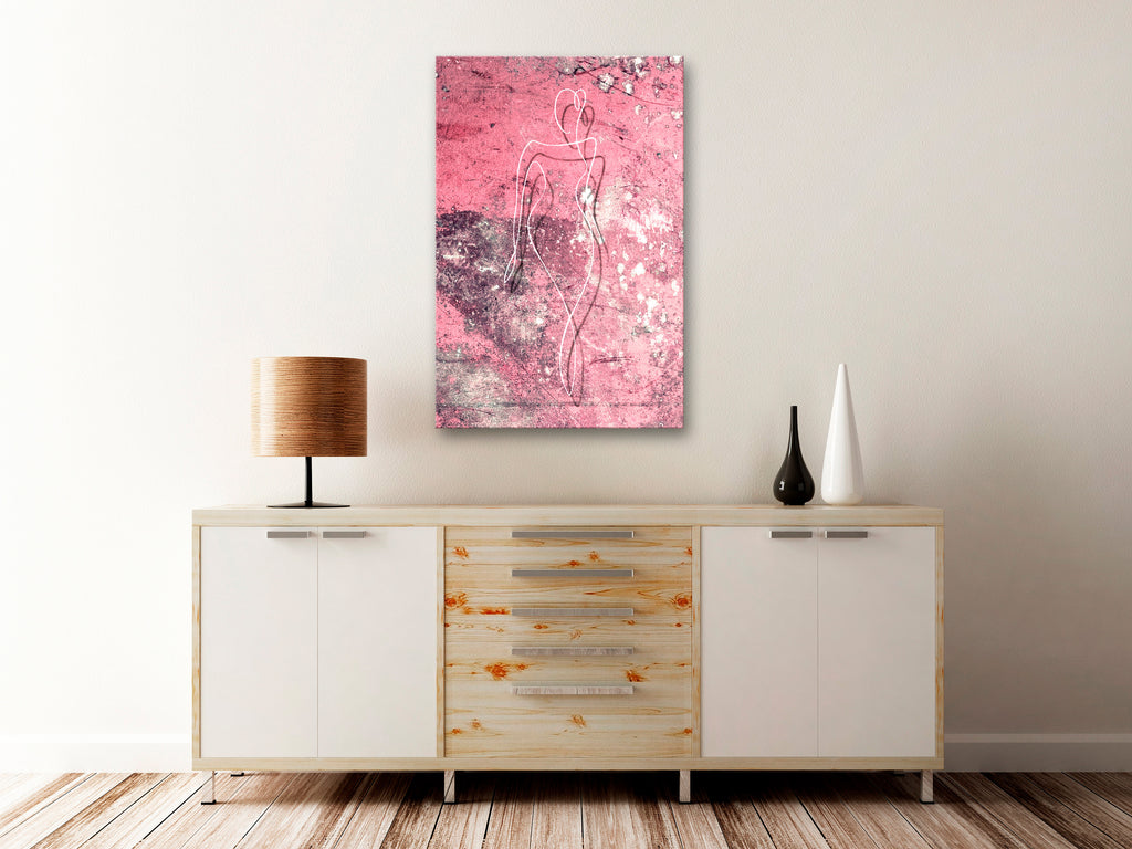 Canvas Print Figure on Pink Background with Female Silhouette