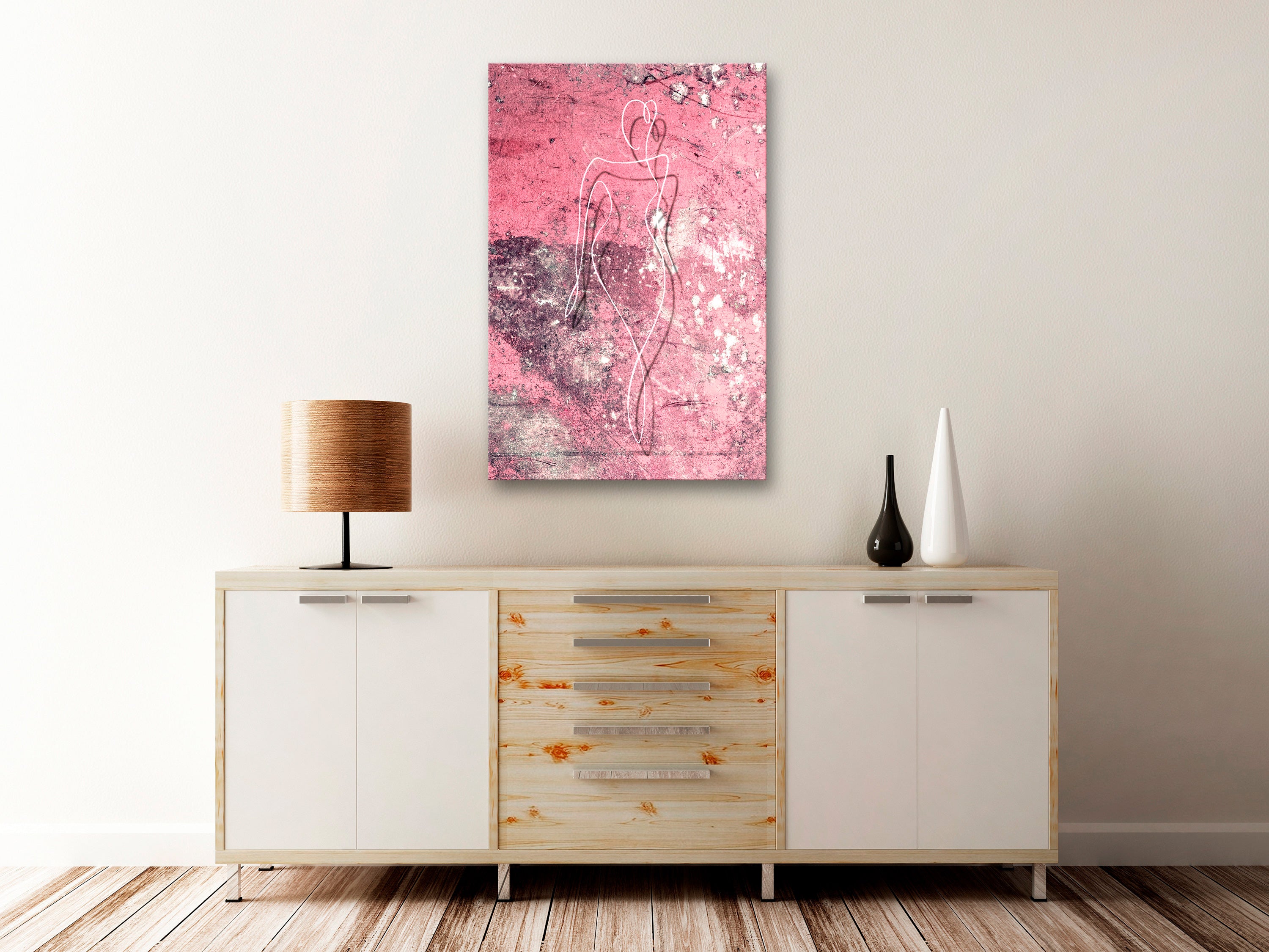 Canvas Print Figure on Pink Background with Female Silhouette