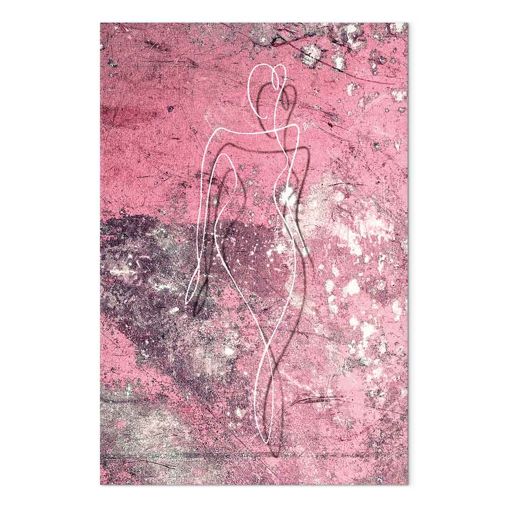Female Silhouette Marble Pink Abstract Canvas Print