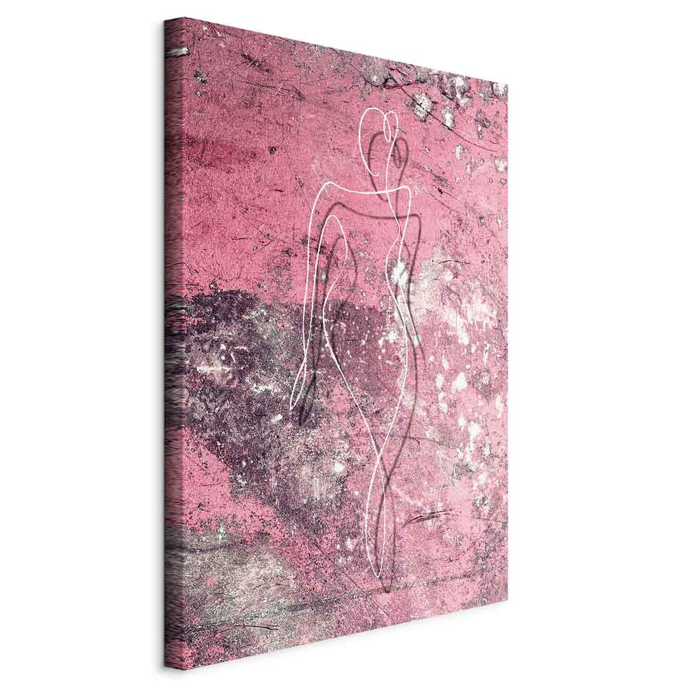 Female Silhouette Marble Pink Abstract Canvas Print