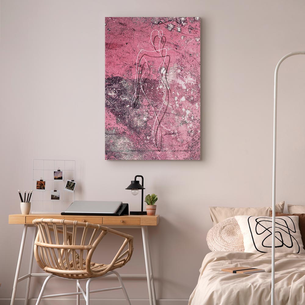 Female Silhouette Marble Pink Abstract Canvas Print