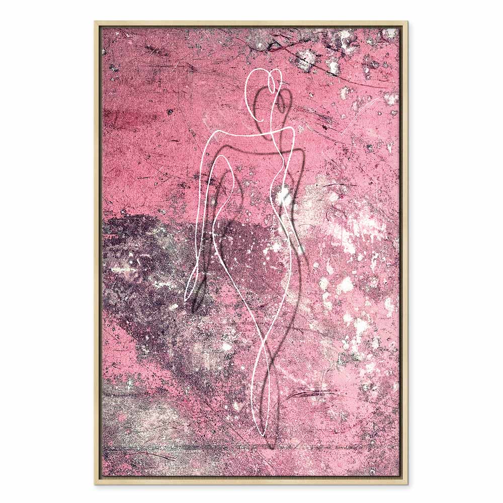 Female Silhouette Marble Pink Abstract Canvas Print
