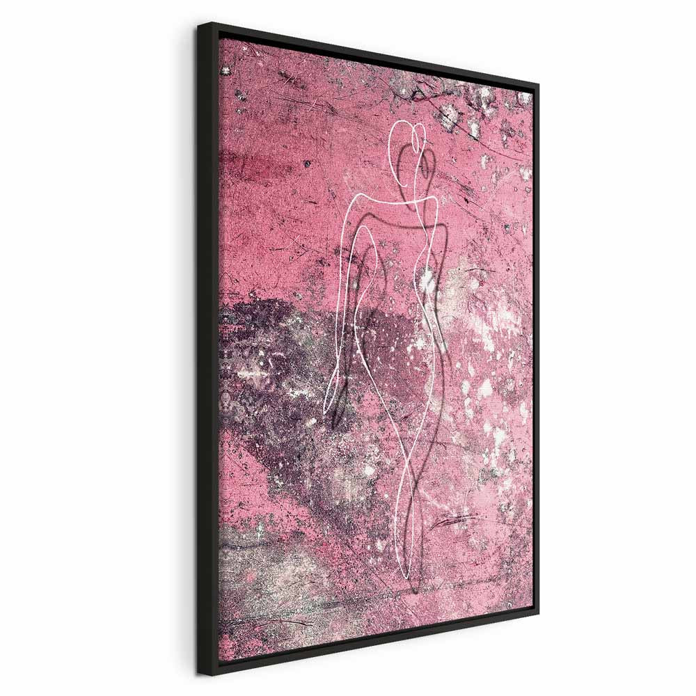Female Silhouette Marble Pink Abstract Canvas Print
