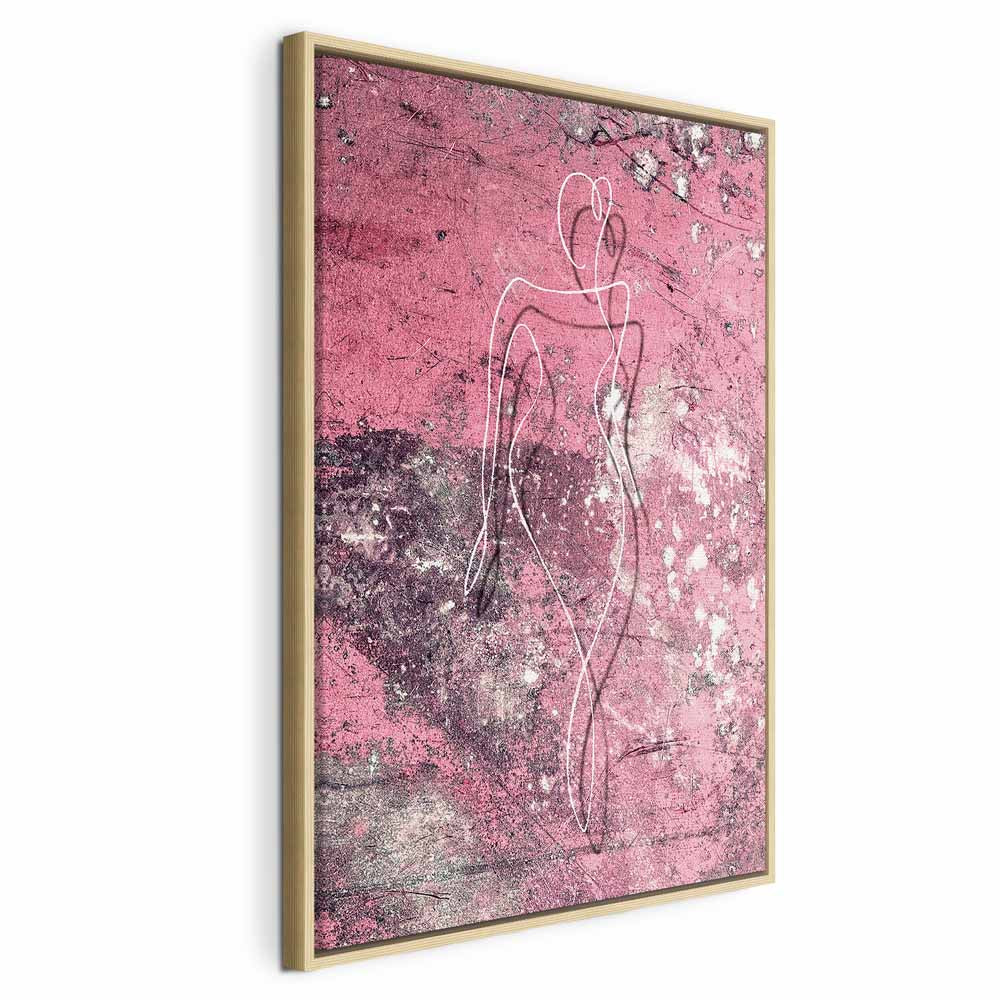 Female Silhouette Marble Pink Abstract Canvas Print