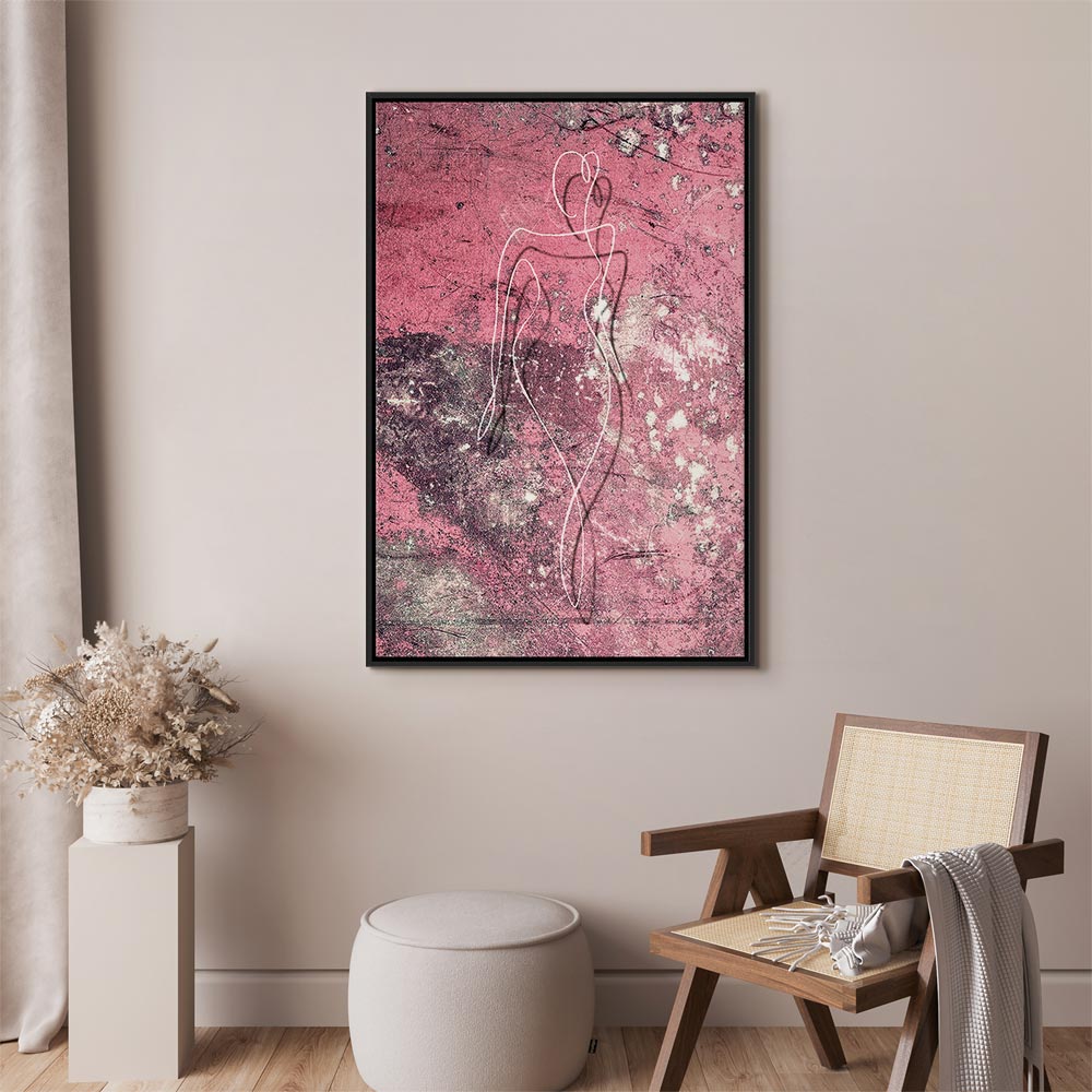 Female Silhouette Marble Pink Abstract Canvas Print