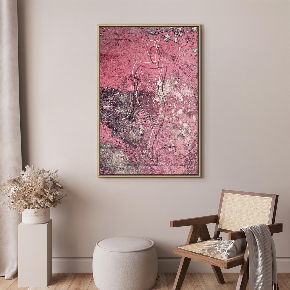 Female Silhouette Marble Pink Abstract Canvas Print