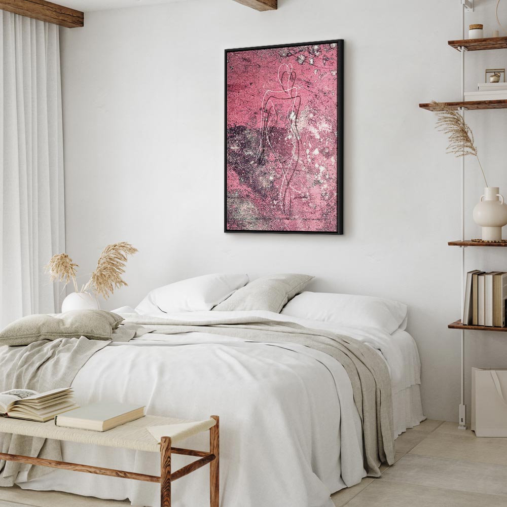 Female Silhouette Marble Pink Abstract Canvas Print