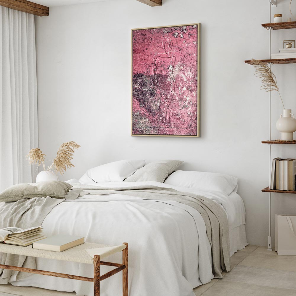 Female Silhouette Marble Pink Abstract Canvas Print