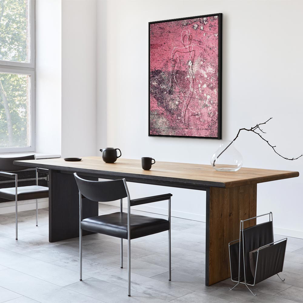 Female Silhouette Marble Pink Abstract Canvas Print