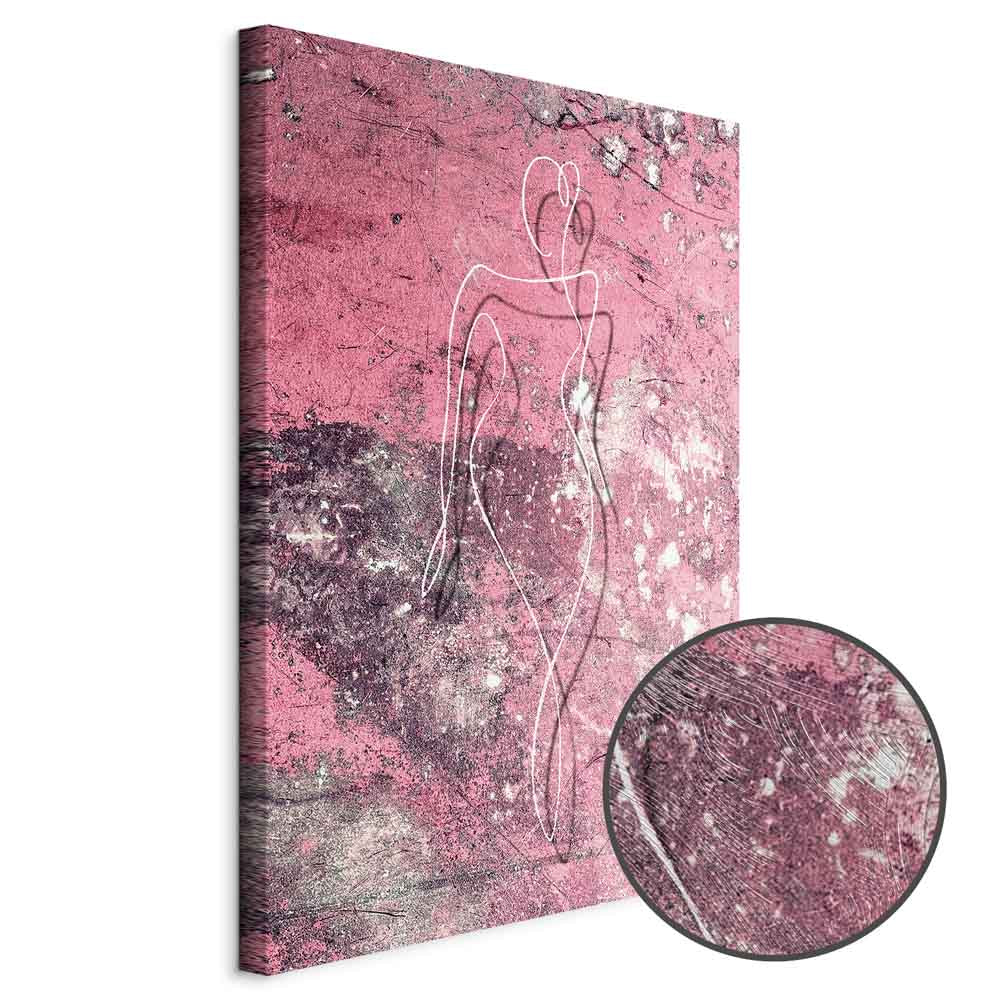 Female Silhouette Marble Pink Abstract Canvas Print