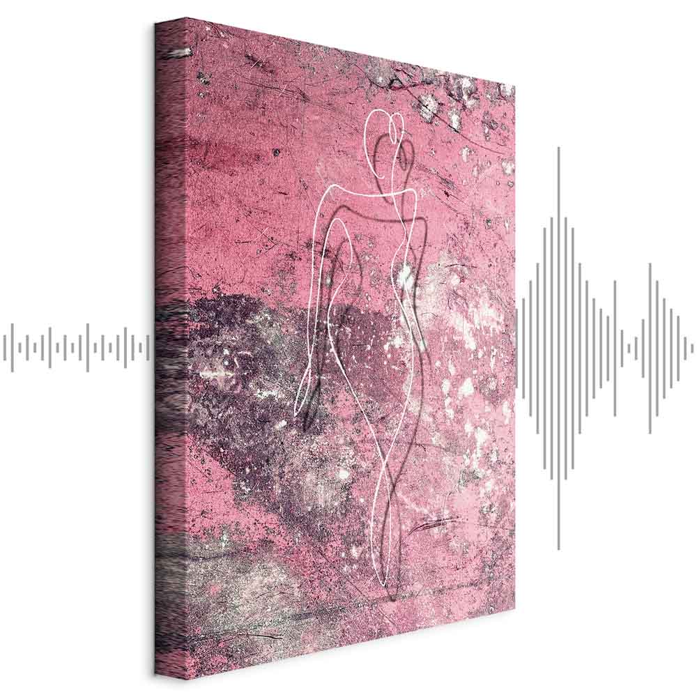 Female Silhouette Marble Pink Abstract Canvas Print