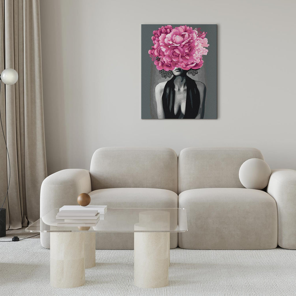 Noir Woman Portrait Floral Paint by Numbers