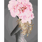 Delicate Woman Silhouette Floral Paint by Numbers Kit