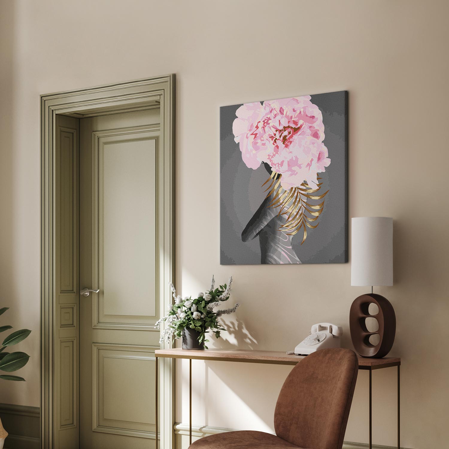 Delicate Woman Silhouette Floral Paint by Numbers Kit