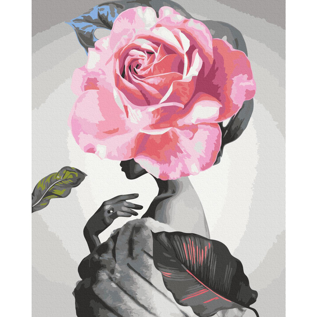 Rose and Fur Woman Silhouette Paint by Numbers