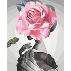 Rose and Fur Woman Silhouette Paint by Numbers