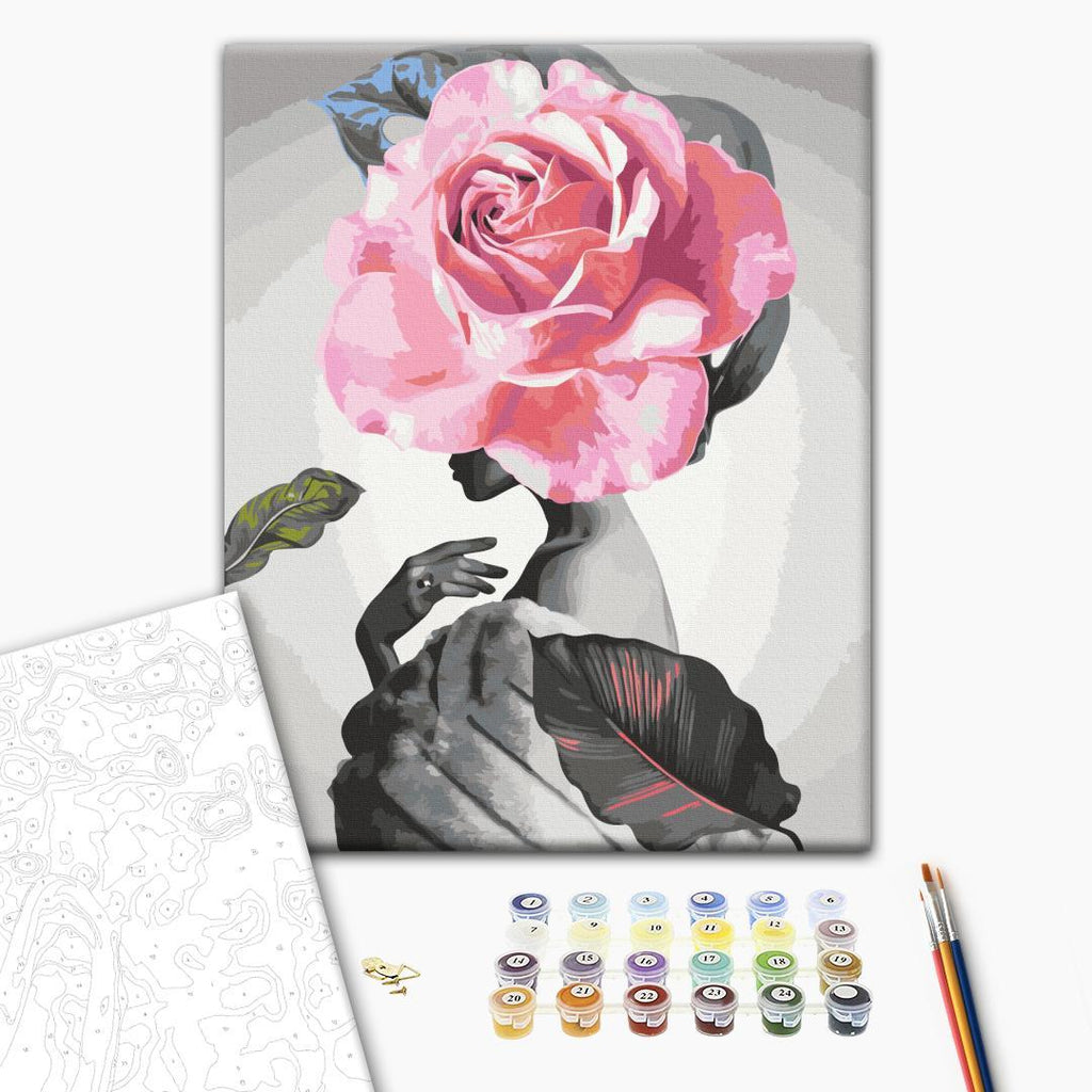 Rose and Fur Woman Silhouette Paint by Numbers