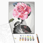 Rose and Fur Woman Silhouette Paint by Numbers