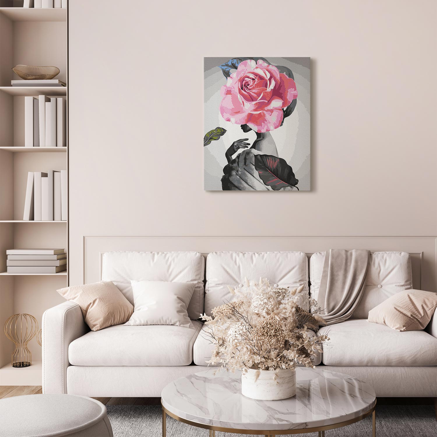 Rose and Fur Woman Silhouette Paint by Numbers