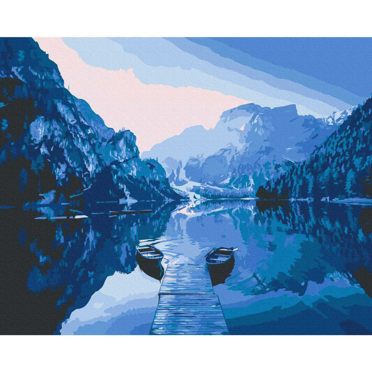 Boats on the Lake Landscape Paint by Numbers