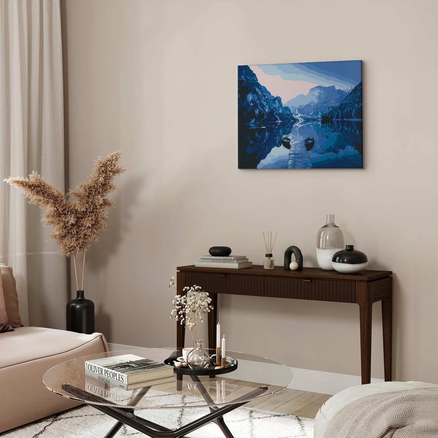 Boats on the Lake Landscape Paint by Numbers