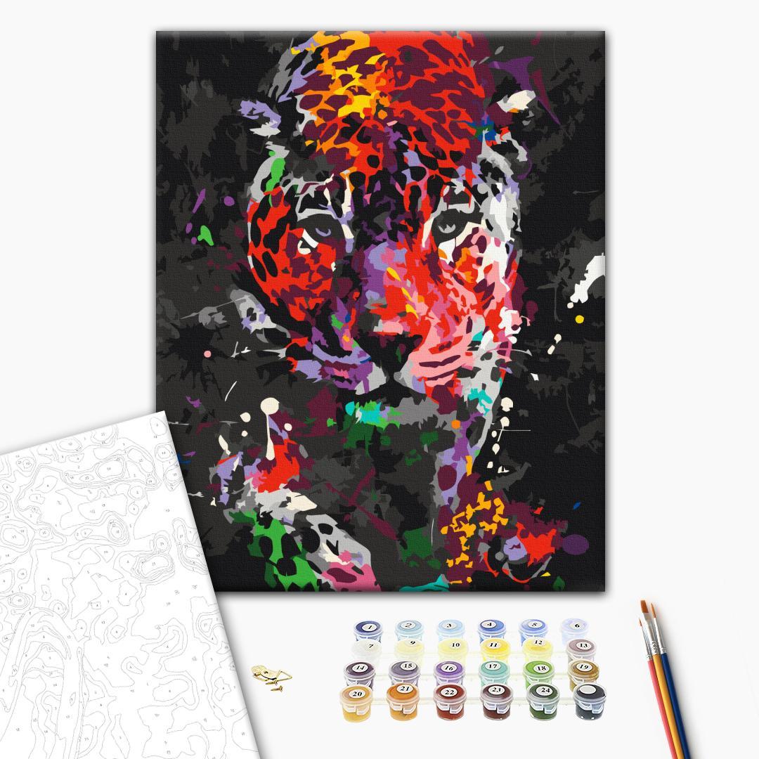 Spotted Leopard Abstract Multicolor Paint by Numbers