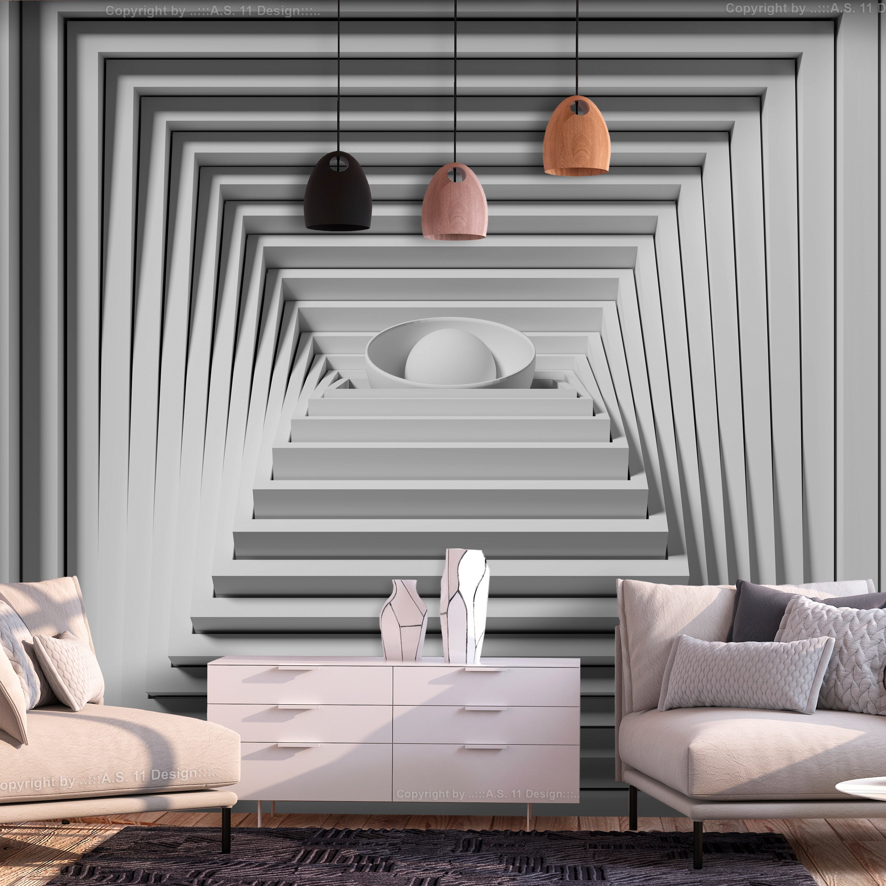 Wall Mural Quadrangle Depth 3D Wall Art
