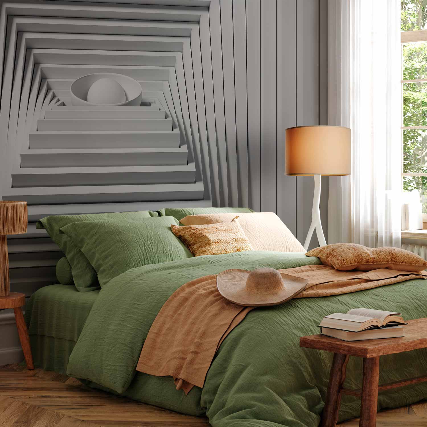 3D Geometric Quadrangle Depth Wall Mural