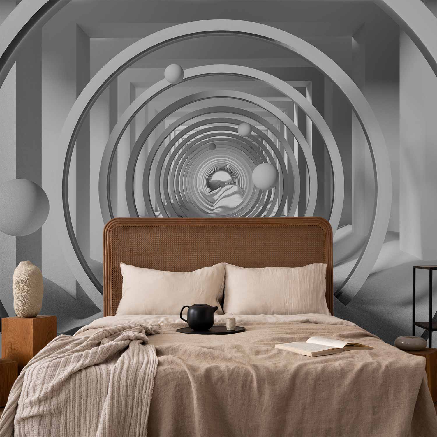 Geometric 3D Tunnel Depth Wall Mural