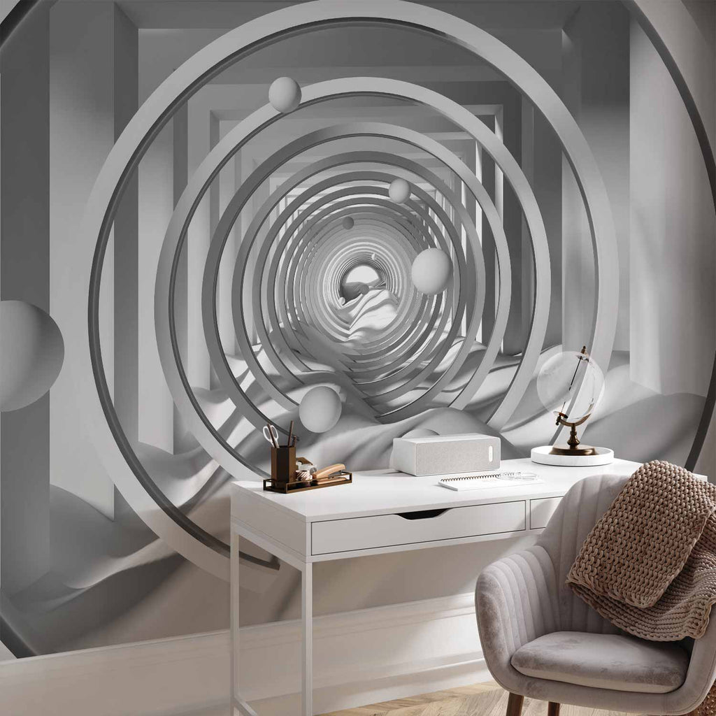 Geometric 3D Tunnel Depth Wall Mural