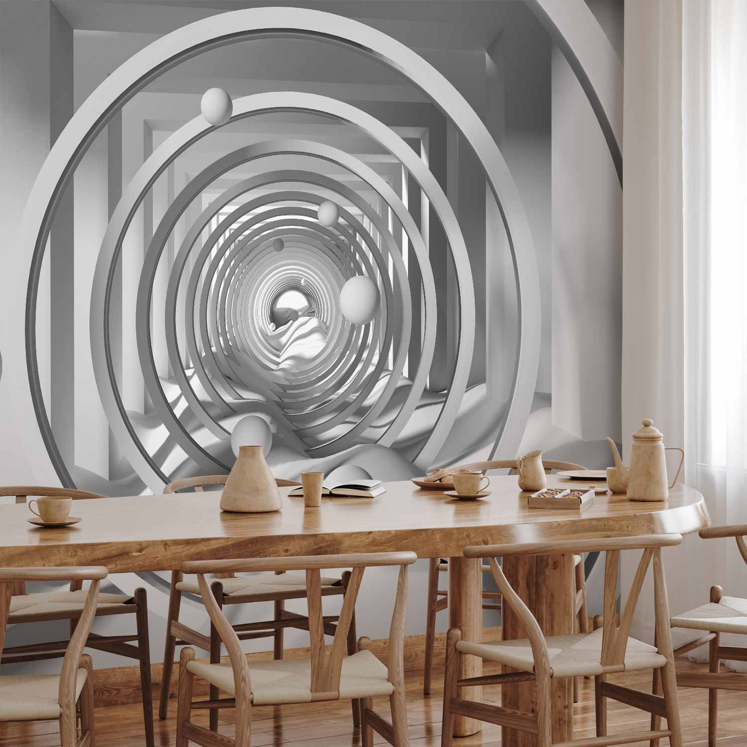 Geometric 3D Tunnel Depth Wall Mural
