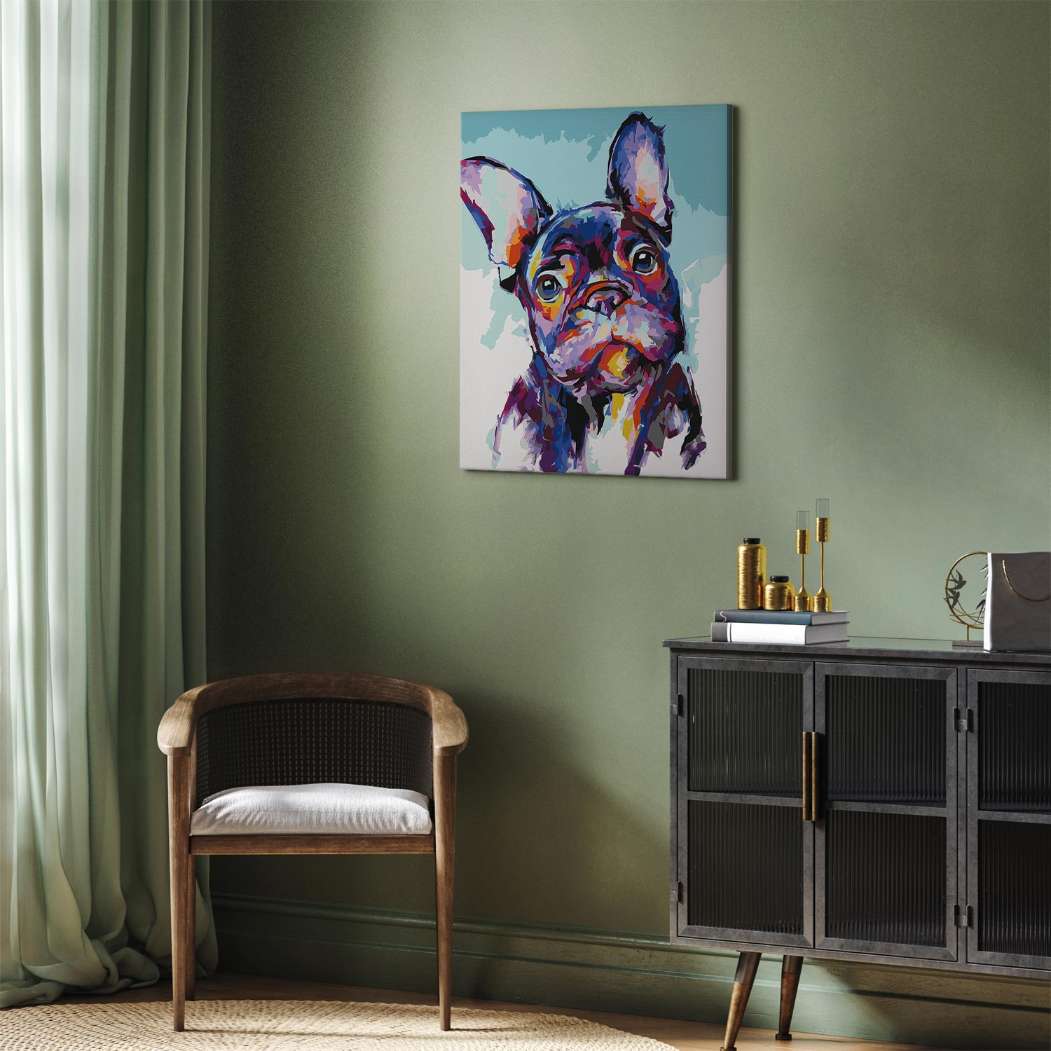 Colorful Bulldog Portrait Paint by Numbers Kit