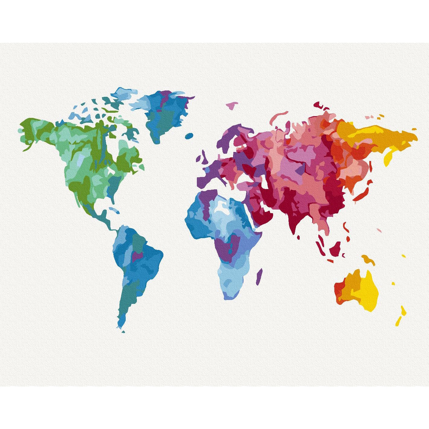 Colourful World Map Paint by Numbers
