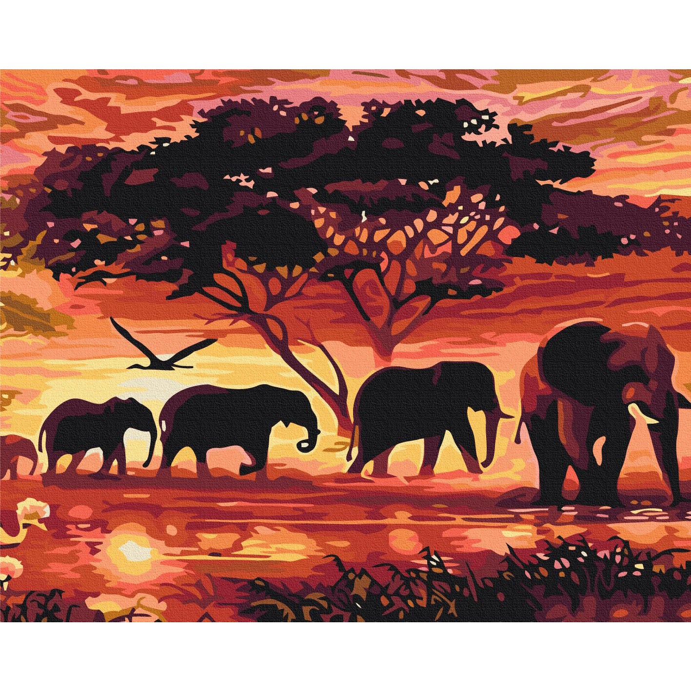 African Family Walk Landscape Paint by Numbers Kit