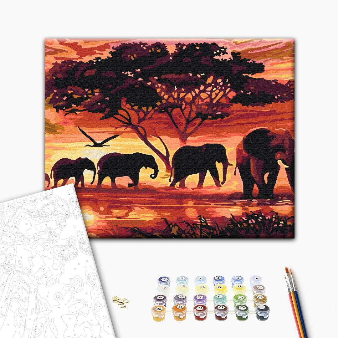 African Family Walk Landscape Paint by Numbers Kit