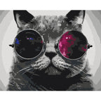 Cat With Glasses Funny Paint by Numbers Kit