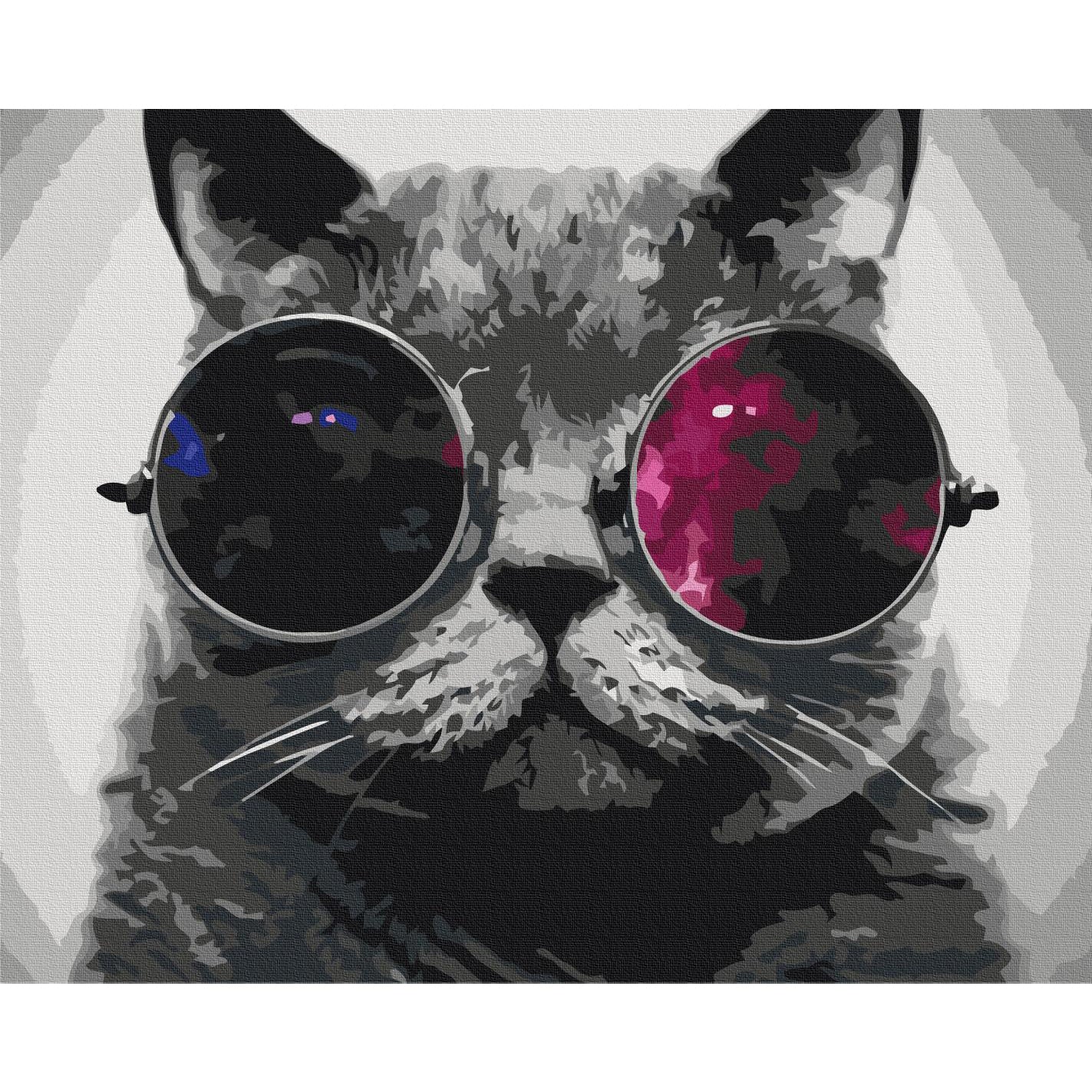 Cat With Glasses Funny Paint by Numbers Kit
