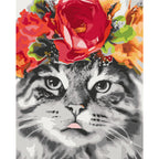 Cat With Flowers Nature Paint by Numbers Kit
