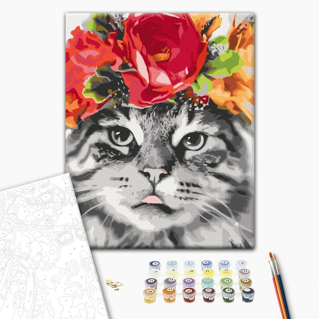 Cat With Flowers Nature Paint by Numbers Kit