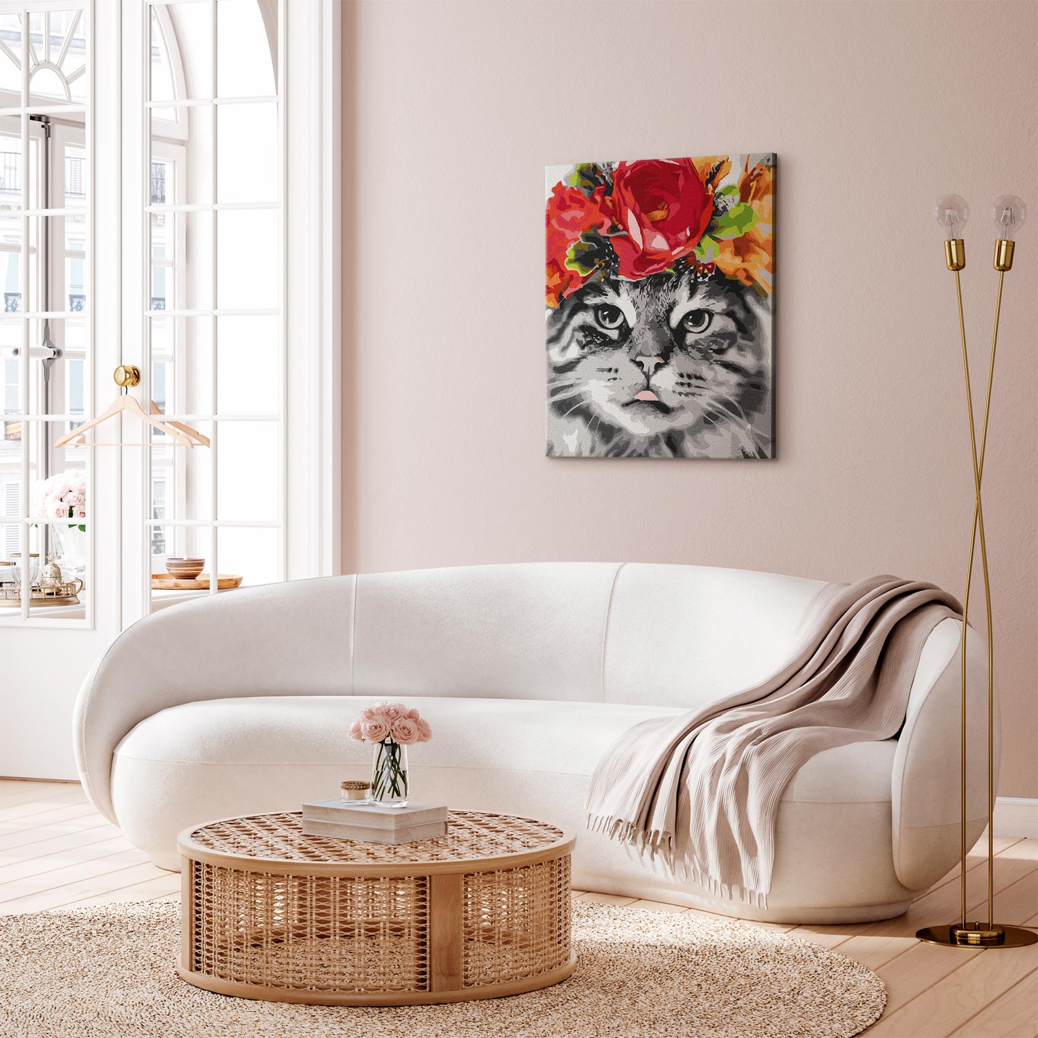 Cat With Flowers Nature Paint by Numbers Kit