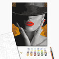 Elegant Woman in Hat Faces Paint by Numbers
