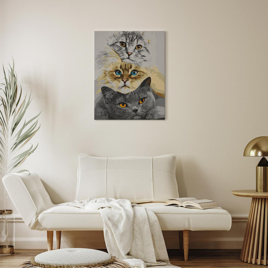 Cat Trio Charming Paint by Numbers Kit