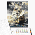 Frigate at Sea Landscape Paint by Numbers