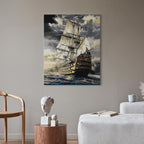 Frigate at Sea Landscape Paint by Numbers