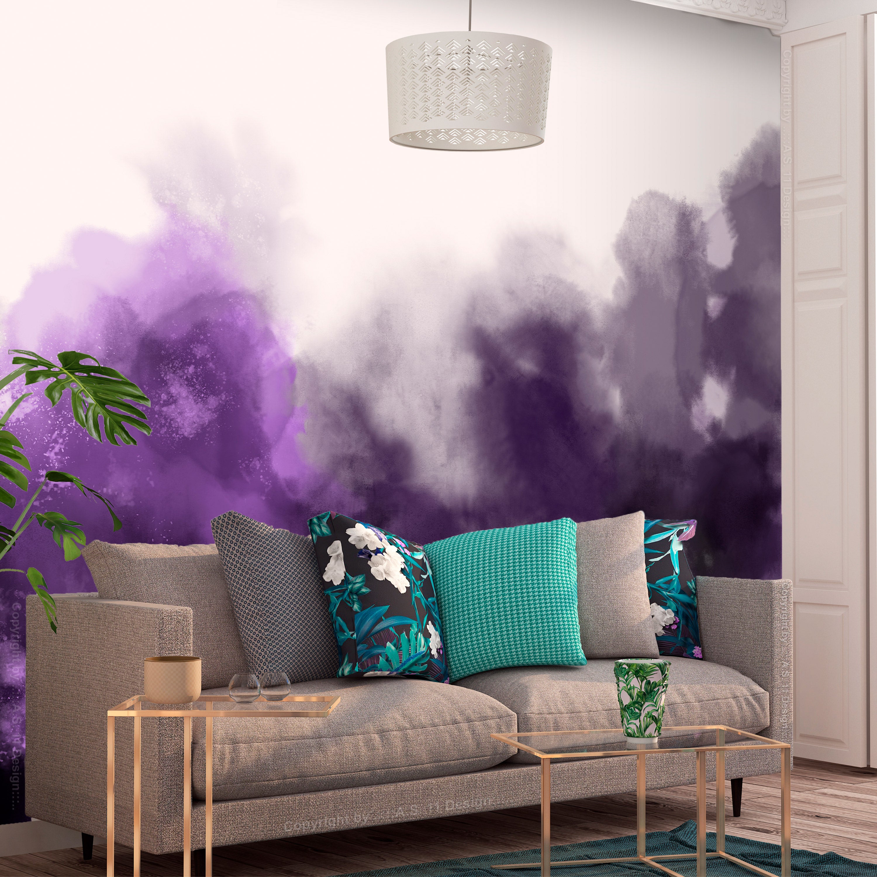 Wall Mural Watercolour Variation Violet