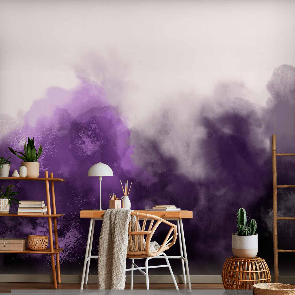 Violet Watercolour Abstract Wall Mural