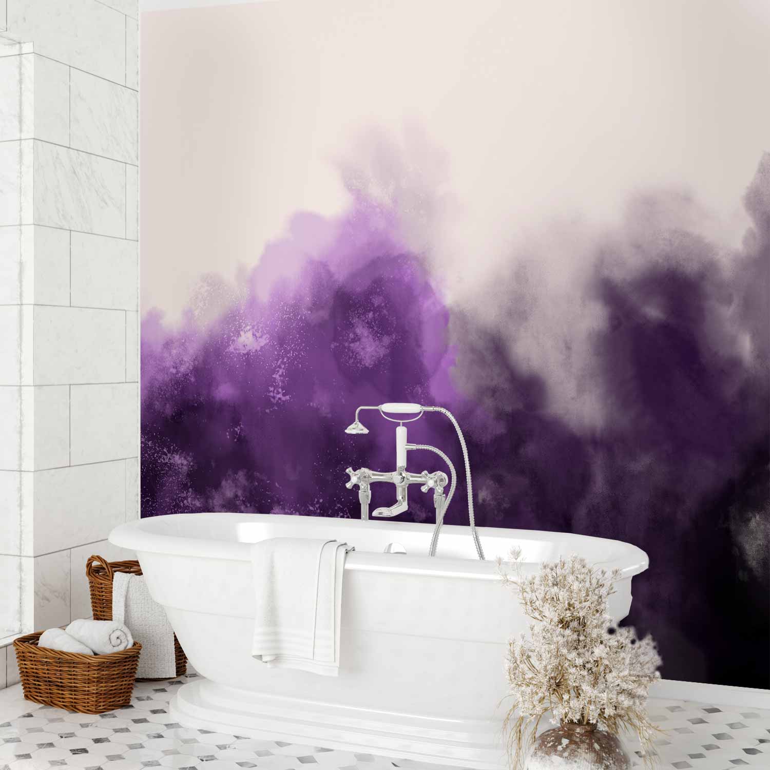Violet Watercolour Abstract Wall Mural