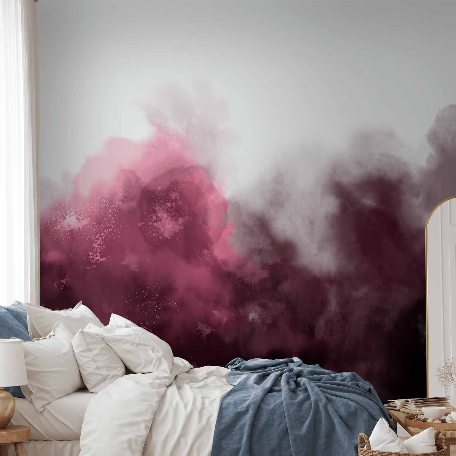 Red Watercolour Abstract Wall Mural